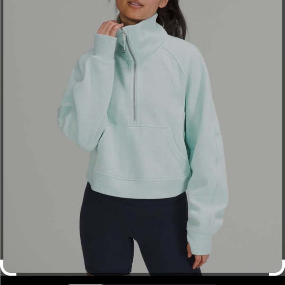 Lululemon Scuba Oversized Funnel Neck Shirt Heathered Delicate Mint M/L EUC - Picture 3 of 3
